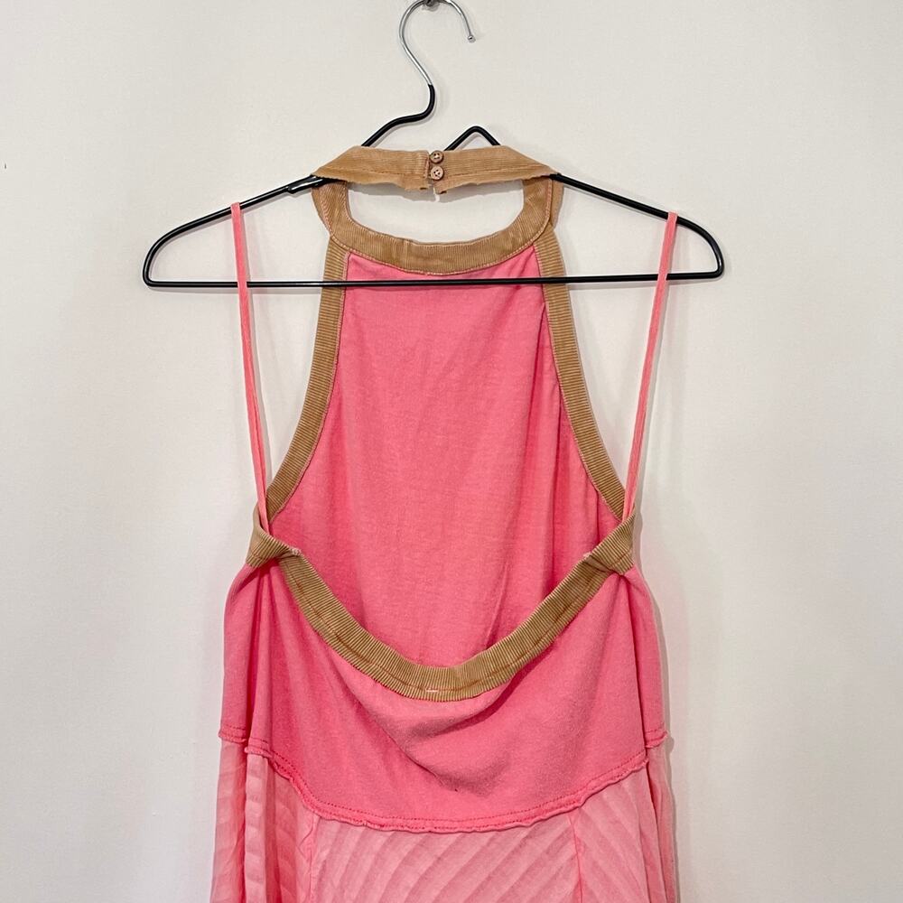 Free People Surfs Up Maxi Dress Womens Large Flamingo Pink Halter Open Back NWT - Picture 7 of 16
